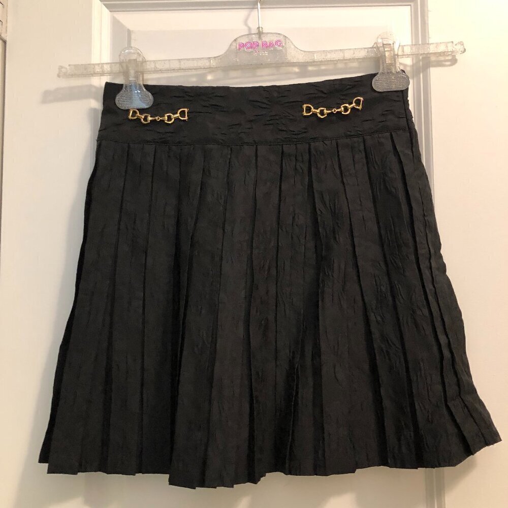 Sister Jane Pleated Mini Skirt with Gold Horse Bit Size M NWT